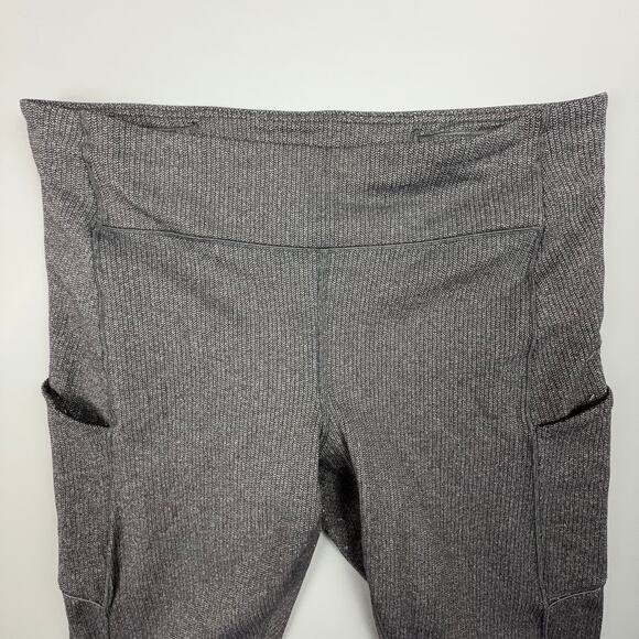 Lululemon Size 12 Gray Herringbone Leggings Pockets Stretch Workout - Picture 4 of 11